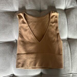 brown/tan ribbed vneck crop tank top - price negotiable #tanktop top